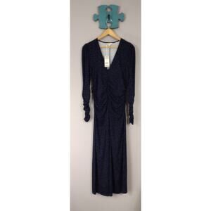 Boden NWT Womens Ruched Jersey Long Sleeve Midi Dress in Mariner Blue Size 10 R